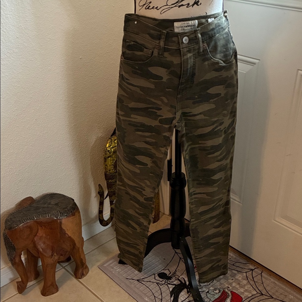 Lucky Brand Green Camouflage Women's Straight Leg Jeans